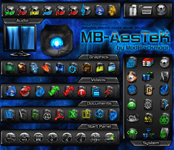 MB-AesTeK футуристичная темная тема IconPackager