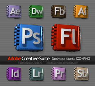 Набор иконок Adobe CS5 на рабочий стол ICO PNG