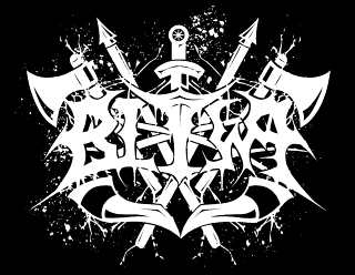 Pagan Black Metal Band Logo Design with Axes, Sword, Spears and Horns