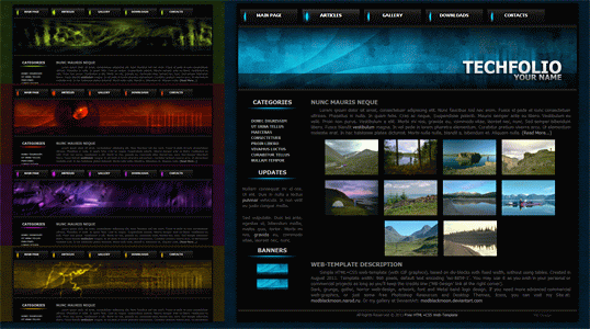 Шаблон сайта портфолио или галереи в техно стиле HTML CSS