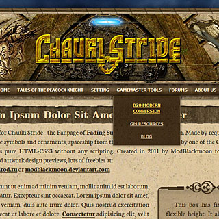 Chauki Stride футуристичный дизайн фан-сайта игры с космическими символами, космосом в фоне