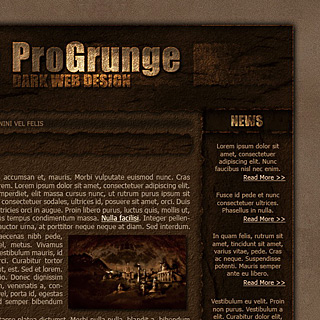 Dark Modern Grunge Burnt Paper Web-Design Screenshot style with bright highlights