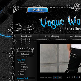 Темный готичный веб-дизайн с цепями для магазина одежды для металлистов Vogue World Shop